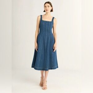 Elegant Blue Denim Dress - 100% Cotton